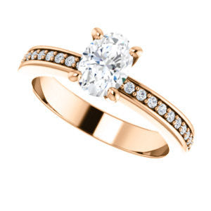 Cubic Zirconia Engagement Ring- The Tesha (Customizable Oval Cut Design with Pavé Band & Euro Shank)