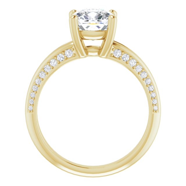 Cubic Zirconia Engagement Ring- The Apryl (Customizable Cushion Cut Center with 4-sided-Accents Knife-Edged Split-Band)