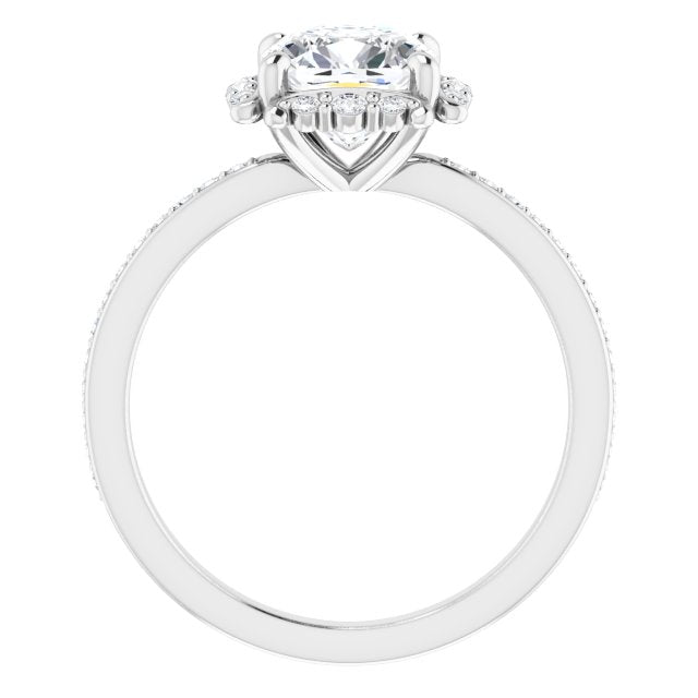 Cubic Zirconia Engagement Ring- The Agatha (Customizable Cushion Cut Style with Halo and Thin Shared Prong Band)