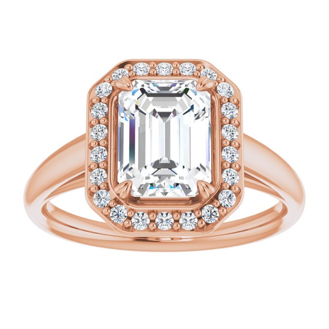 CZ Engagement Ring Emerald Cut Center Stone + Loose Halo – Cubic ...