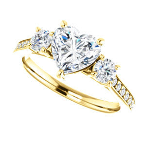 CZ Wedding Set, featuring The Tess engagement ring (Customizable Heart Cut Trellis-Enhanced Bridge Setting with Semi-Pavé Band)