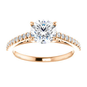 Cubic Zirconia Engagement Ring- The Kiana (Customizable Round Cut Design with Decorative Cathedral Trellis and Thin Pavé Band)