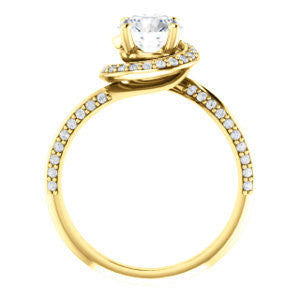 Cubic Zirconia Engagement Ring- The Karly (Customizable Round Cut Design with Bypass Halo and 3-sided Artisan Pavé Band)