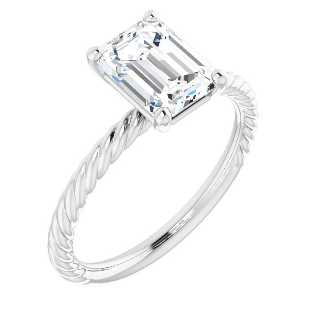Cubic Zirconia Engagement Ring- The Donna Lea (Customizable Emerald Cut Solitaire featuring Braided Rope Band)