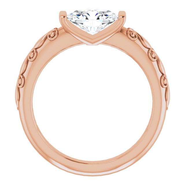 Cubic Zirconia Engagement Ring- The Cora (Customizable Bar-set Oval Cut Setting featuring Organic Band)
