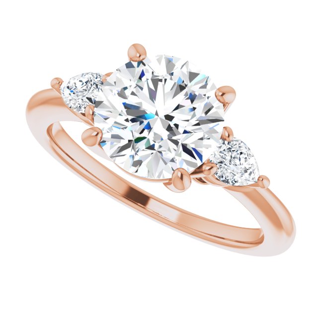 Cubic Zirconia Engagement Ring- The Zhata (Customizable 3-stone Round Style with Pear Accents)