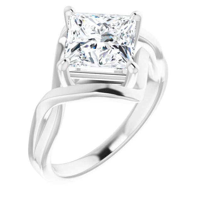 Cubic Zirconia Engagement Ring- The Helene (Customizable Princess/Square Cut Hurricane-inspired Bypass Solitaire)