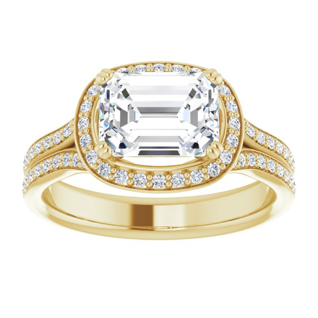 Cubic Zirconia Engagement Ring- The Kylee (Customizable Cathedral-set Radiant Cut Style with Split-Pavé Band)