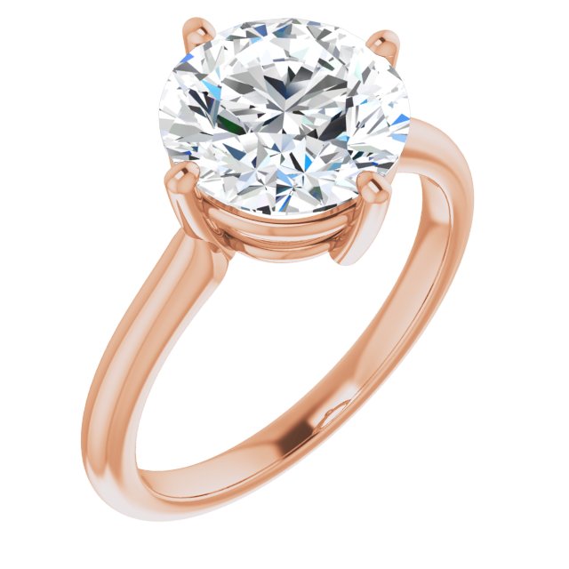 10K Rose Gold Customizable Round Cut Solitaire with Raised Prong Basket