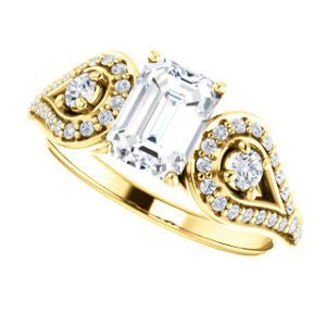 Cubic Zirconia Engagement Ring- The Tonya Laverne (Customizable Radiant Cut Design with Winged Split-Pavé Band)