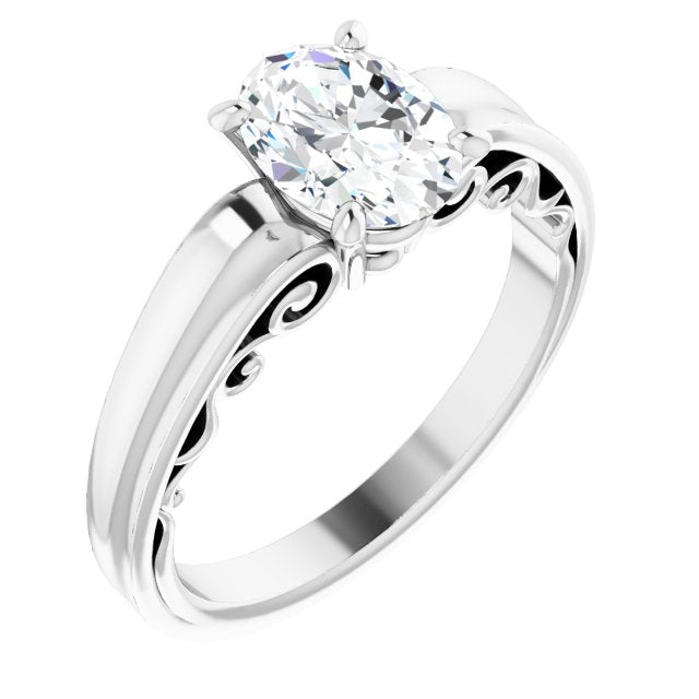 Cubic Zirconia Engagement Ring- The Aliyah Rose (Customizable Oval Cut Solitaire)