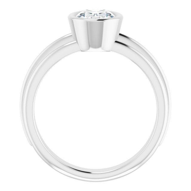 Cubic Zirconia Engagement Ring- The Aretha (Customizable Bezel-set Oval Cut Solitaire with Grooved Band)