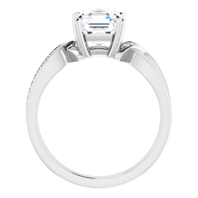 Cubic Zirconia Engagement Ring- The Asha (Customizable Asscher Cut Center with Curving Split-Band featuring One Shared Prong Leg)