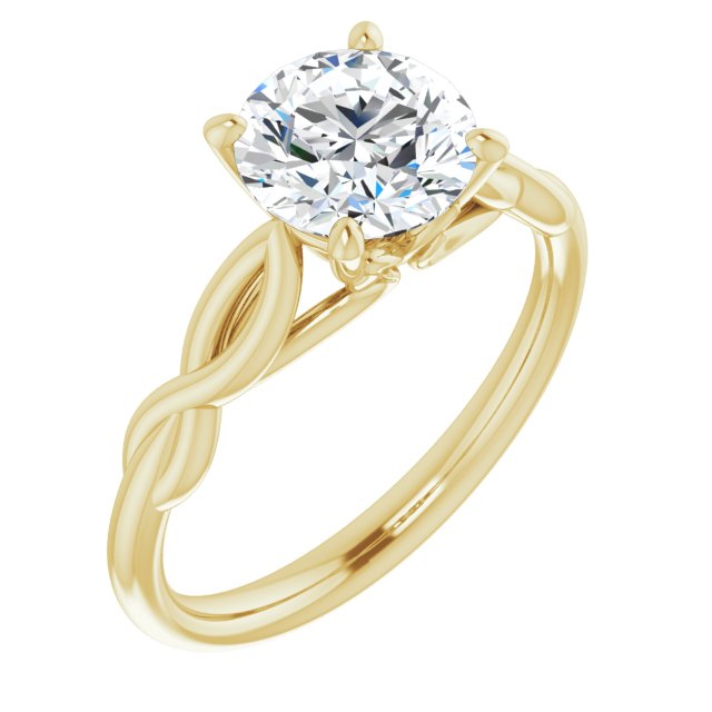 10K Yellow Gold Customizable Round Cut Solitaire with Braided Infinity-inspired Band and Fancy Basket)