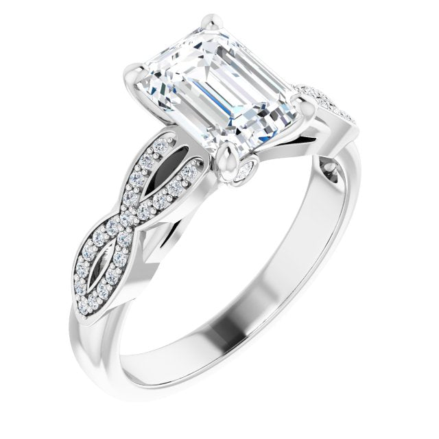 Cubic Zirconia Engagement Ring- The Lakiesha (Customizable Radiant Cut Design featuring Infinity Pavé Band and Round-Bezel Peekaboos)