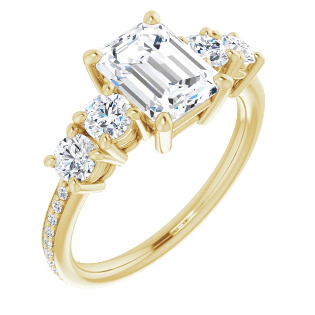 Cubic Zirconia Engagement Ring- The Denae (Customizable 5-stone Radiant Cut Design Enhanced with Accented Band)