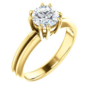 Cubic Zirconia Engagement Ring- The Reese (Customizable Round Cut Solitaire with Grooved Band)