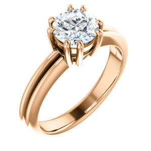 Cubic Zirconia Engagement Ring- The Reese (Customizable Round Cut Solitaire with Grooved Band)