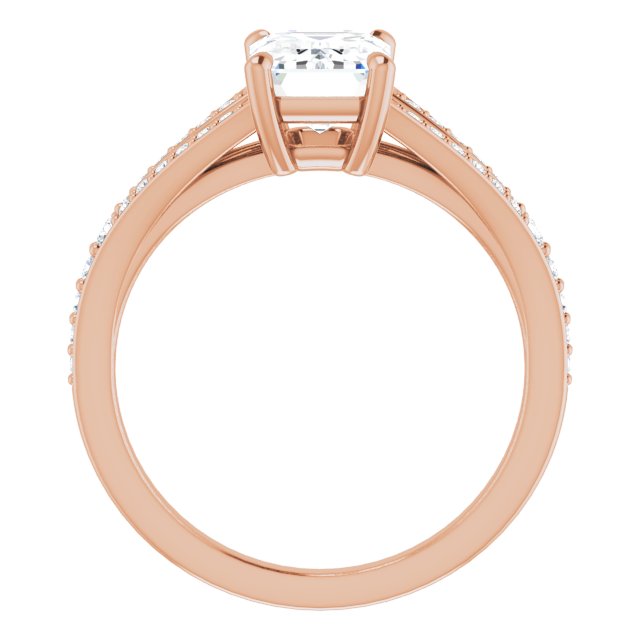 Cubic Zirconia Engagement Ring- The Gaurika (Customizable Radiant Cut Center with Thin Split-Shared Prong Band)