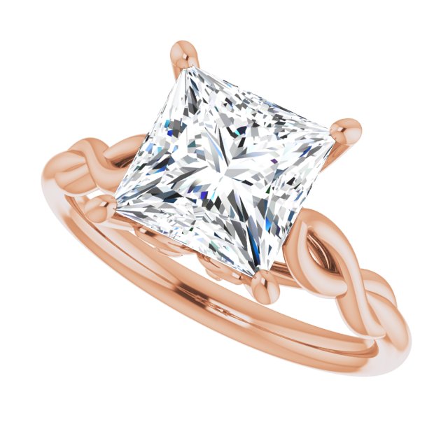 Cubic Zirconia Engagement Ring- The Diamond (Customizable Princess/Square Cut Solitaire with Braided Infinity-inspired Band and Fancy Basket)
