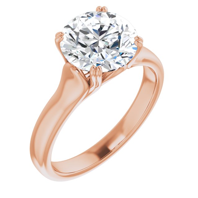 10K Rose Gold Customizable Round Cut Solitaire with Under-trellis Design