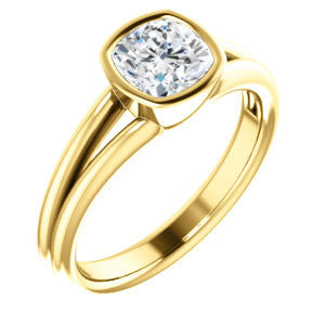 CZ Wedding Set, featuring The Shae engagement ring (Customizable Cushion Cut Split-Band Solitaire)