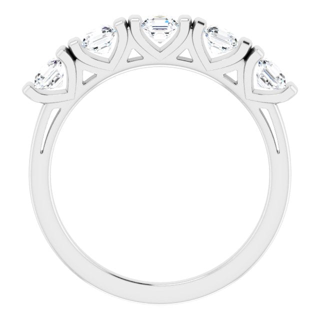 Cubic Zirconia Engagement Ring- The Elizabeth Mary (Customizable 5-stone Asscher Cut Design with Thick Channel Setting)