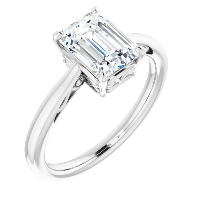 Cubic Zirconia Engagement Ring- The Abbey Ro (Customizable Emerald Cut Solitaire with 'Incomplete' Decorations)
