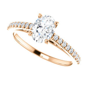 Cubic Zirconia Engagement Ring- The Kiana (Customizable Oval Cut Design with Decorative Cathedral Trellis and Thin Pavé Band)