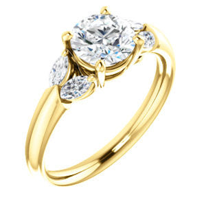 Cubic Zirconia Engagement Ring- The Leeanne (Customizable 5-stone Design with  Round Cut Center and Marquise Accents)