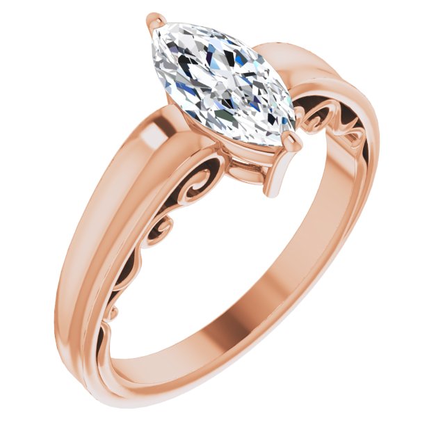 10K Rose Gold Customizable Marquise Cut Solitaire