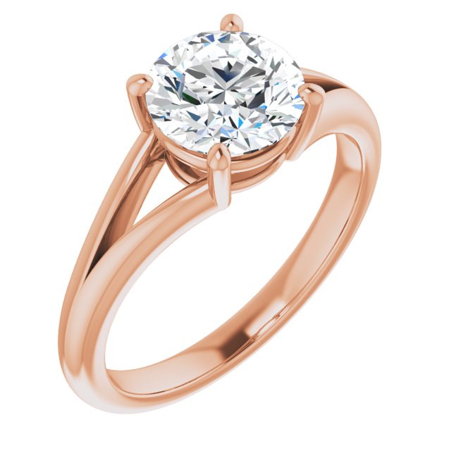 10K Rose Gold Customizable Round Cut Solitaire with Tapered Split Band