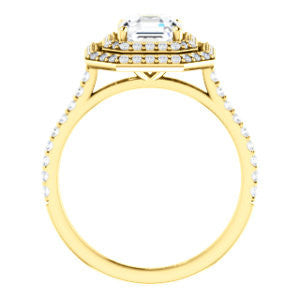 Cubic Zirconia Engagement Ring- The Alisa (Customizable Asscher Cut with Geometric Double Halo)
