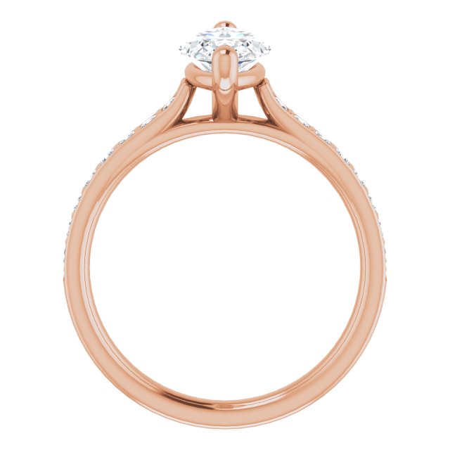 Cubic Zirconia Engagement Ring- The Gloria (Customizable Marquise Cut Style with Princess Channel Bar Setting)