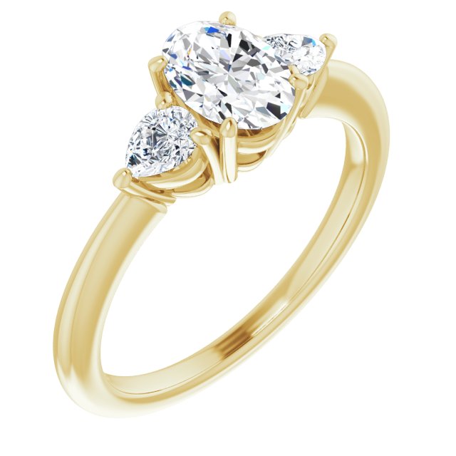 10K Yellow Gold Customizable 3-stone Oval Style with Pear Accents