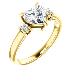 Cubic Zirconia Engagement Ring- The Jacqueline (Customizable Heart Cut 3-stone with Thin Band and Dual Round Prong Accents)