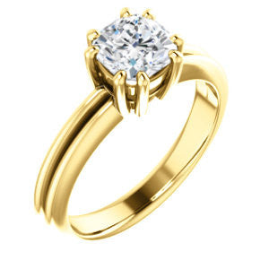 Cubic Zirconia Engagement Ring- The Reese (Customizable Cushion Cut Solitaire with Grooved Band)