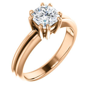 Cubic Zirconia Engagement Ring- The Reese (Customizable Cushion Cut Solitaire with Grooved Band)