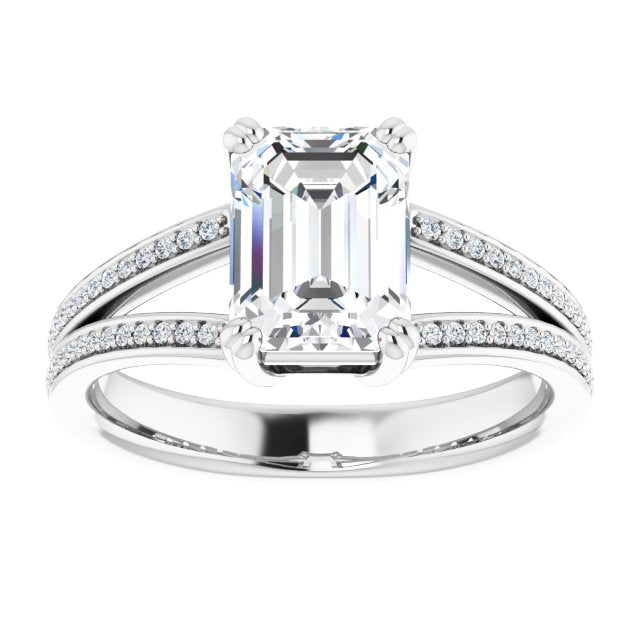 Cubic Zirconia Engagement Ring- The Carlotta (Customizable Radiant Cut Center with 100-stone* "Waterfall" Pavé Split Band)