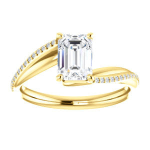 Cubic Zirconia Engagement Ring- The Teena (Customizable Emerald Cut with 3-sided Twisting Pavé Split-Band)