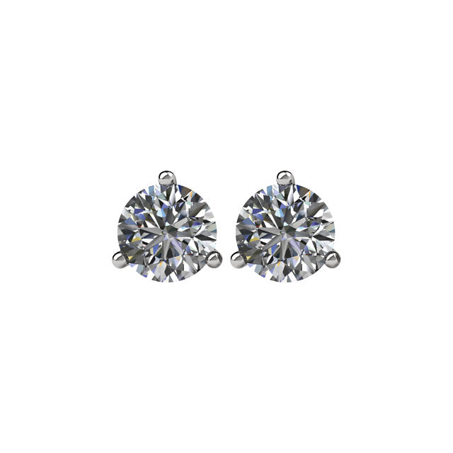 Cubic Zirconia Earrings-  Customizable 3 Prong Round CZ Stud Earring Set