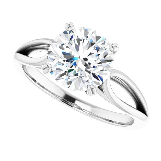 Cubic Zirconia Engagement Ring- The Gayle (Customizable Round Cut Solitaire with Wide-Split Band)