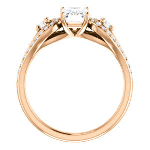 Cubic Zirconia Engagement Ring- The Tonya Laverne (Customizable Radiant Cut Design with Winged Split-Pavé Band)