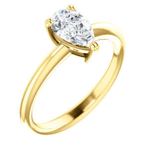 CZ Wedding Set, featuring The Venusia engagement ring (Customizable Pear Cut Solitaire with Thin Band)