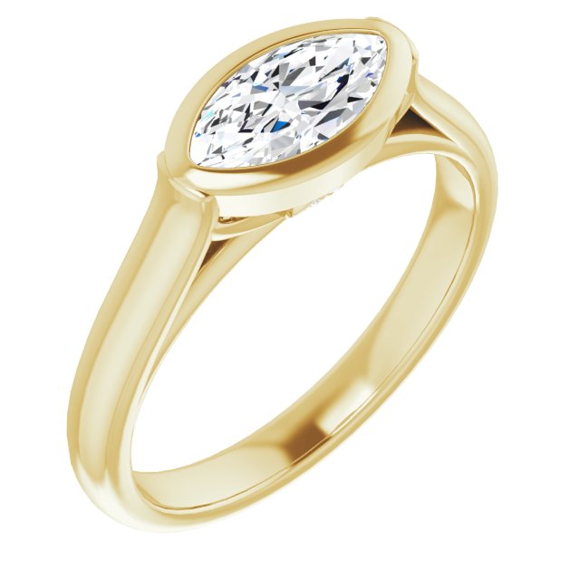 10K Yellow Gold Customizable Cathedral-Bezel Marquise Cut 7-stone "Semi-Solitaire" Design