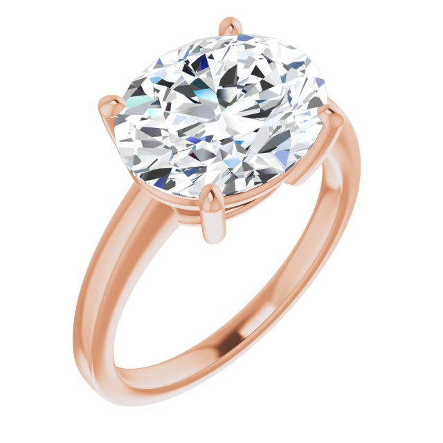 10K Rose Gold Customizable Bowl-Prongs Oval Cut Solitaire with Thin Band