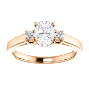 Cubic Zirconia Engagement Ring- The Jacqueline (Customizable Oval Cut 3-stone with Thin Band and Dual Round Prong Accents)