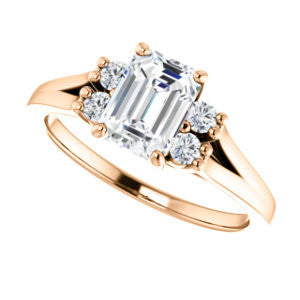 Cubic Zirconia Engagement Ring- The Bianca (Customizable 5-stone Cluster Style with Emerald Cut Center)