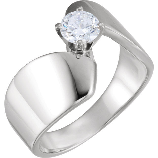 Cubic Zirconia Engagement Ring- The Shanna (Customizable Solitaire with Brilliant Twist Band)