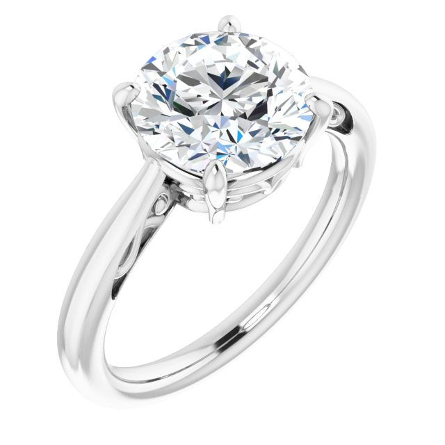 Platinum Customizable Round Cut Solitaire with 'Incomplete' Decorations